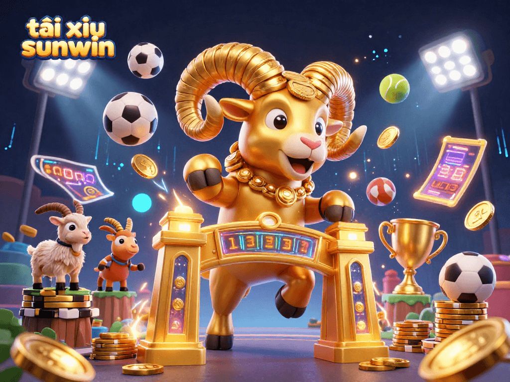 Join the action of tài xỉu sunwin with a vibrant 3D casino scene featuring dynamic sports elements.