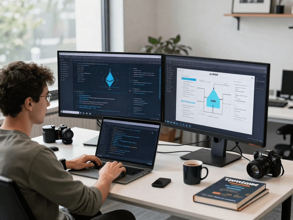 Workspace dedicated to Tornado Cash with Ethereum blockchain interface, showcasing decentralized finance technology.
