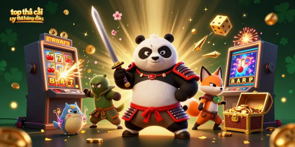 Experience thrilling wins at top nhà cái uy tín hàng đầu with vibrant casino elements and dynamic characters.