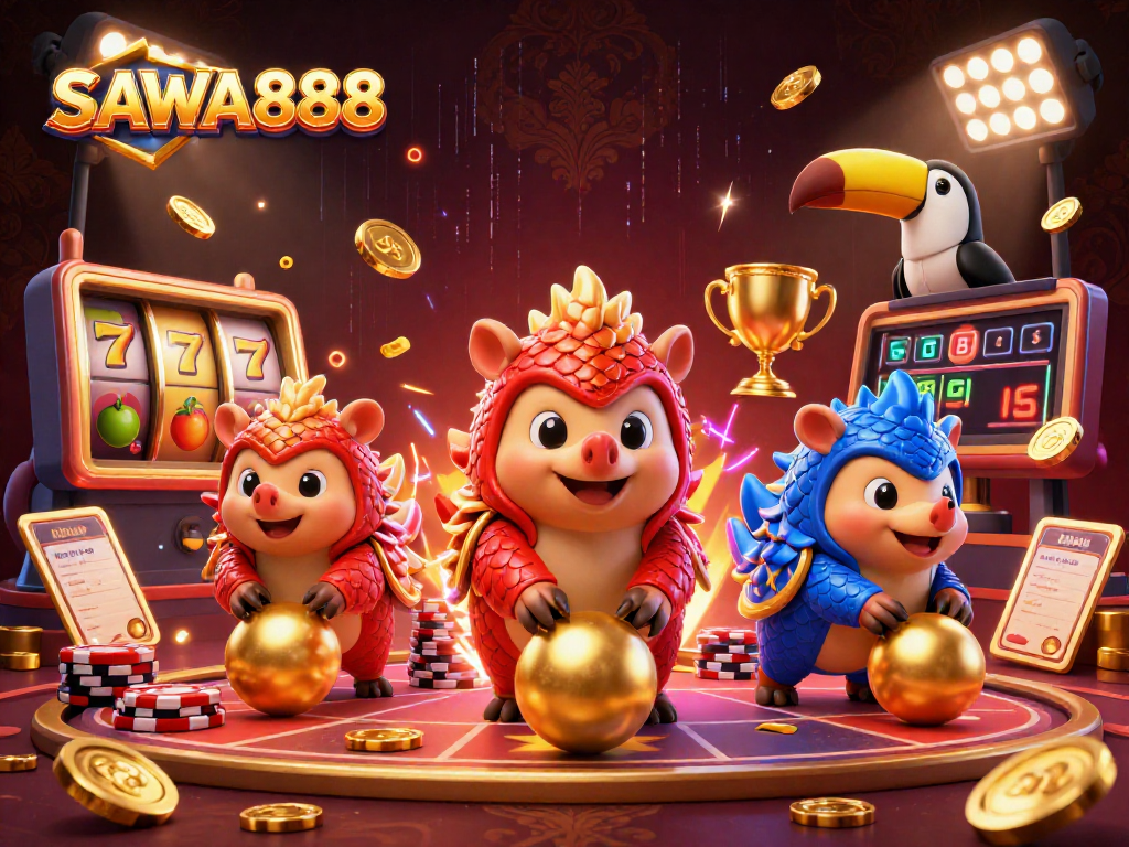 Experience thrilling gameplay with SAWA888 as rival pangolins roll into jackpot slot reels!