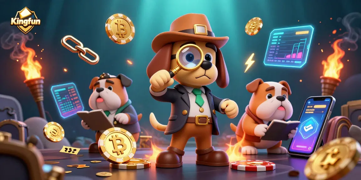 Kingfun showcases a detective theme in a dynamic 3D illustration capturing a fun treasure hunt in gaming.